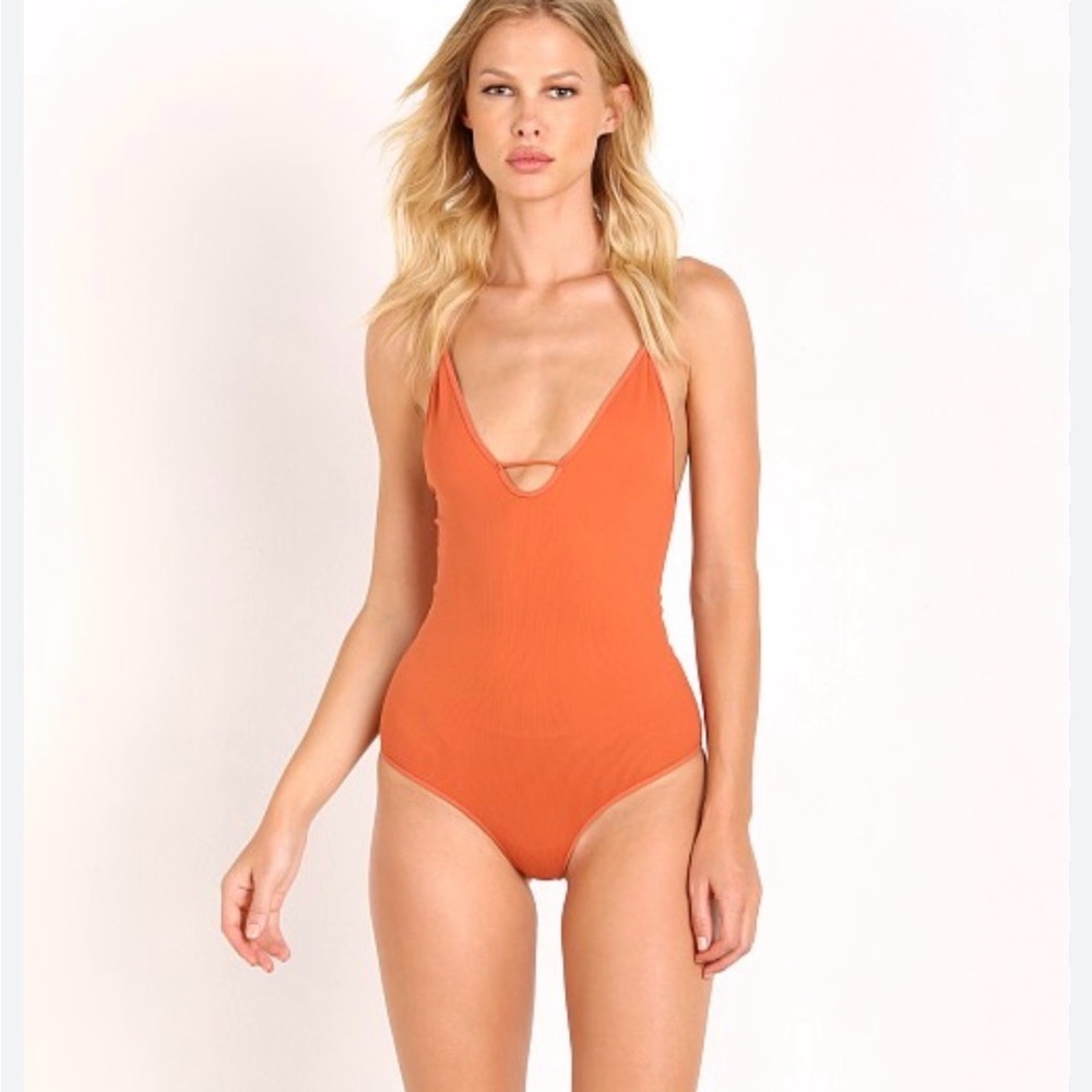 Free People Intimately Move Along Bodysuit Ribbed Size XS/S Color Paprika - Picture 3 of 8